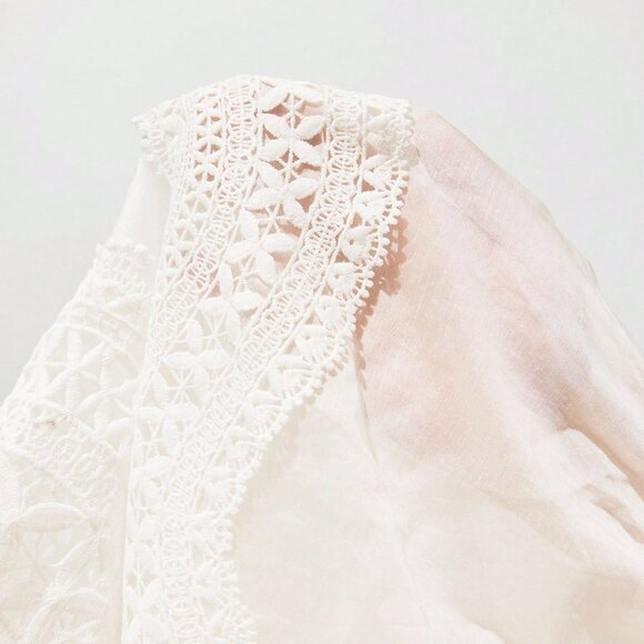 White Elegant Women's Patchwork Top - Picture 9 of 9